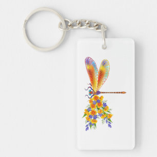 Porte-clés Libellule Fleur Jaune