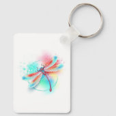 Porte-clés Libellule rouge sur fond aquarelle (Verso)