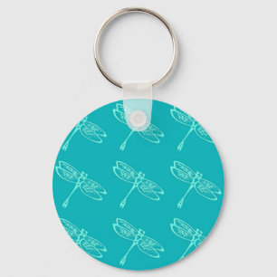 Porte-clés Libellules, aqua pâle sur la turquoise