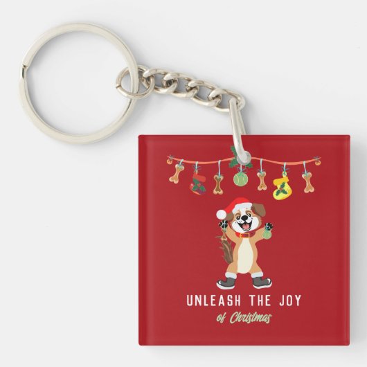Porte-clés Libérez La Joie Du Chien De Noël (Devant)