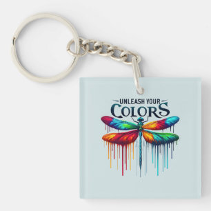 Porte-clés Libérez vos couleurs - libellule artistique