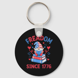 Porte-clés Liberté depuis 1776 Gnome de feu d'artifice Lectur