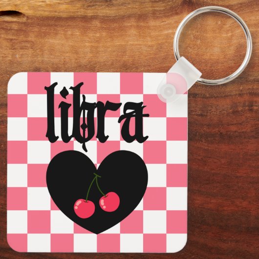 Porte-clés Libra Gothique esthétique À damiers Cherry Design (Verso)