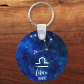Porte-clés Libra Zodiac Constellation Blue Galaxy Monogramme (Recto)