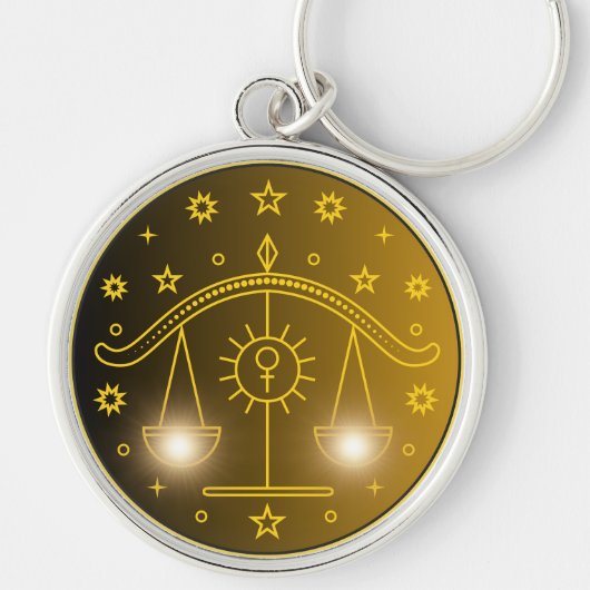 Porte-clés Libra Zodiac Emblem | Minimal Celestial Symbol (Devant)