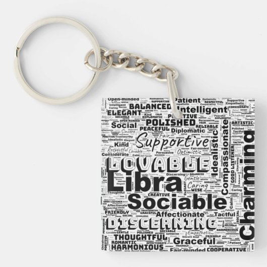 Porte-clés Libra Zodiac Word Cloud Inspiration (Devant)