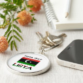 Porte-clés Libye et drapeau libyen avec votre nom (Côté)