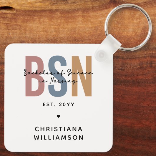 Porte-clés Licence BSN en sciences infirmières sur mesure (Verso)