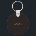 Porte-clés Licorice Black Gold Minimalist Plain Modern Name<br><div class="desc">Modern minimalist plain design</div>