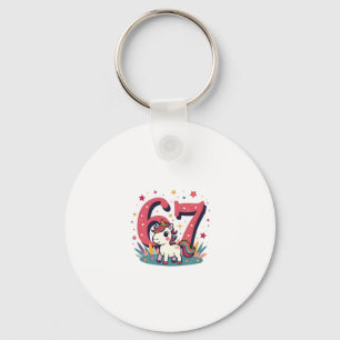 Porte-clés Licorne arc-en-ciel dessin animé mignon 67e annive
