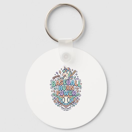 Porte-clés Licorne Baseball Corne Puissance Kawaii Conception (Recto)