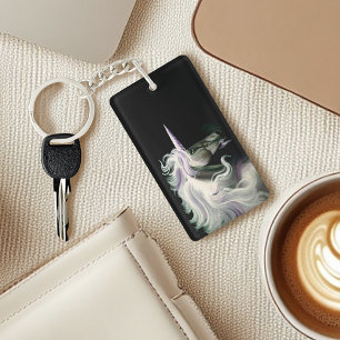 Porte-clés Licorne Blanche Élégante Crinière Fluide Fantaisie