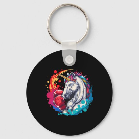 Porte-clés Licorne Boxeuse Avec Gants De Boxe Kickboxing Drôl (Recto)