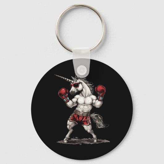 Porte-clés Licorne Boxeuse Avec Gants De Boxe Kickboxing Drôl (Recto)