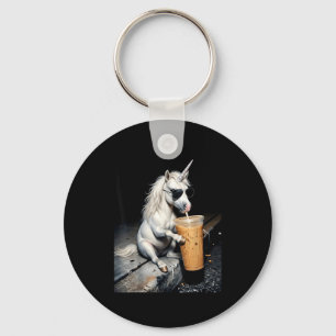 Porte-clés Licorne buvant un café glacé mème animal drôle hom