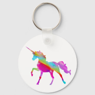 Porte-clés Licorne caracolante d'arc-en-ciel scintillant