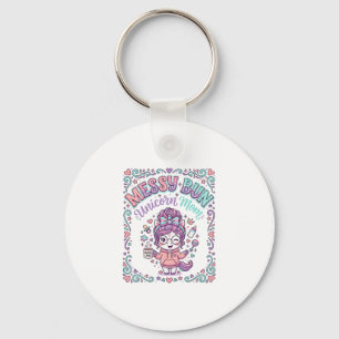 Porte-clés Licorne Chignon Messy Maman Licorne Graphique Rétr