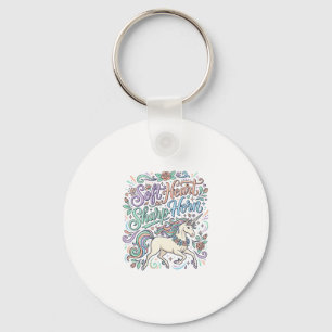 Porte-clés Licorne Cœur Doux Corne Pointue Fond Blanc Typogra