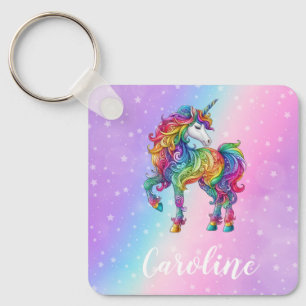 Porte-clés licorne colorée magique