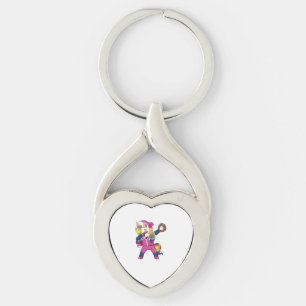 Porte-clés Licorne de dabbing Softball Baseball arc-en-ciel F