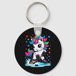 Porte-clés Licorne de hockey sur glace Kawaii