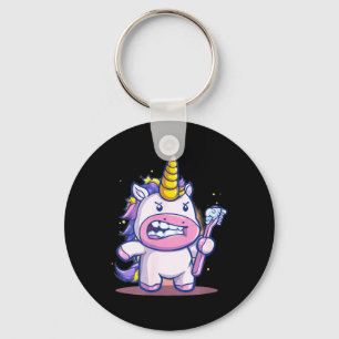 Porte-clés Licorne drôle avec graphique de brosse à dents et 