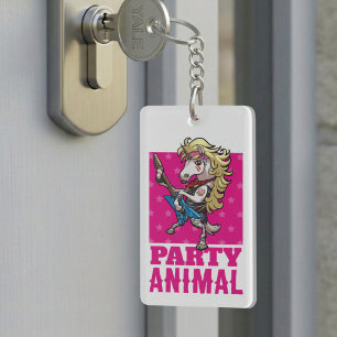 Porte-clés Licorne drôle de fête Animaux Glam Rocker Dessin A