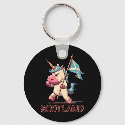 Porte-clés Licorne grincheuse avec drapeau écossais pour l'Éc (Recto)