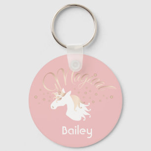 Porte-clés Licorne Magique Rose Pâle Blanc Lumière Moderne
