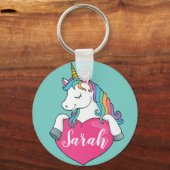 Porte-clés licorne mignon avec nom de fille person (Recto)
