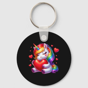 Porte-clés Licorne Mignonne Avec Coeur Saint-Valentin Pour Fi