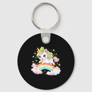 Porte-clés Licorne mignonne trèfle jour de la Saint-Patrick l