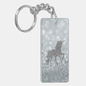 Porte-clés Licorne Paillettes Argentées Bokeh (Devant gauche)