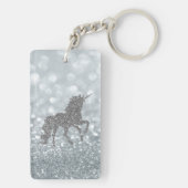 Porte-clés Licorne Paillettes Argentées Bokeh (Dos)