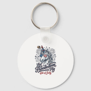 Porte-clés Licorne Patriotique Maillot Volant De Liberté Du 4