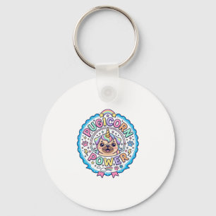 Porte-clés Licorne Pugicorn Puissance Drôle Cadeau Mignon Con