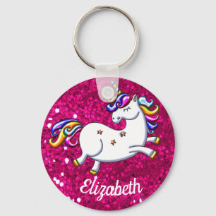 Porte-clés Licorne rose de parties scintillantes