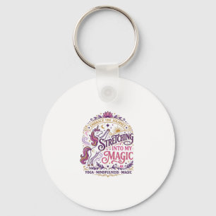Porte-clés Licorne s'étirant dans mon magnifique fond blanc s