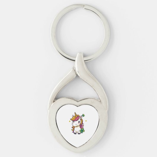 Porte-clés Licorne Trèfle Chanceux (1) (Devant)