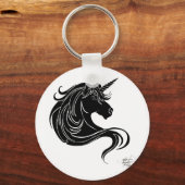 Porte-clés Licorne Tribale Noire Fantastique Blanche Minimali (Recto)