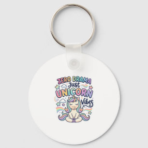 Porte-clés Licorne Zéro Drame Juste Licorne Vibes Gras Typogr