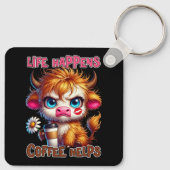 Porte-clés Life Happens Coffee Helps  (Dos)