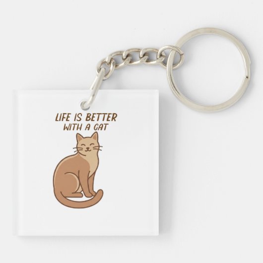 Porte-clés Life Is Better With a Cat – Cute Cat Lover Design (Dos)
