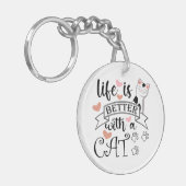 Porte-clés Life is Better With a Cat quote slogan (Devant gauche)