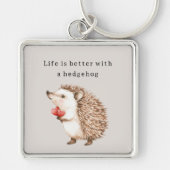 Porte-clés Life is better with a hedgehog hearts (Devant)