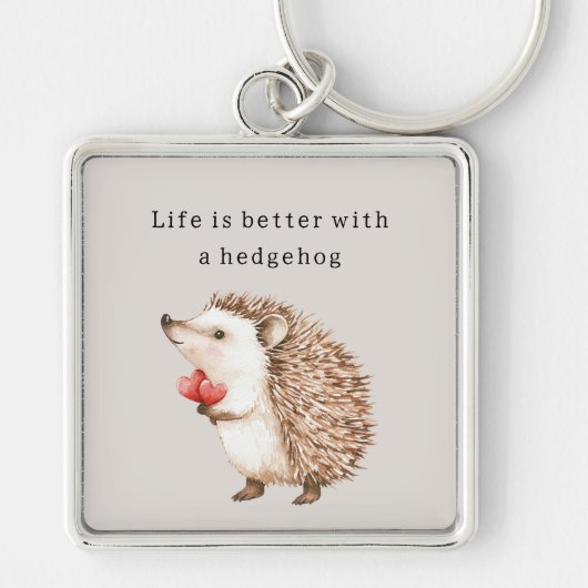 Porte-clés Life is better with a hedgehog hearts (Devant)