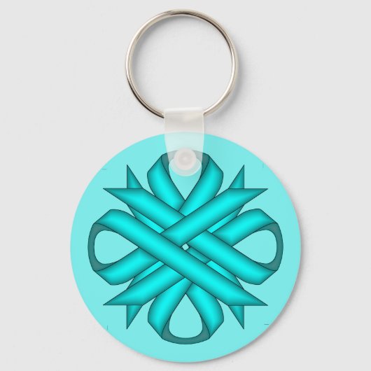 Porte-clés Light Blue / Teal Clover Ribbon by Kenneth Yoncich (Recto)