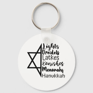 Porte-clés Light Dreidel Latke Kanish Menorah Hanoukka