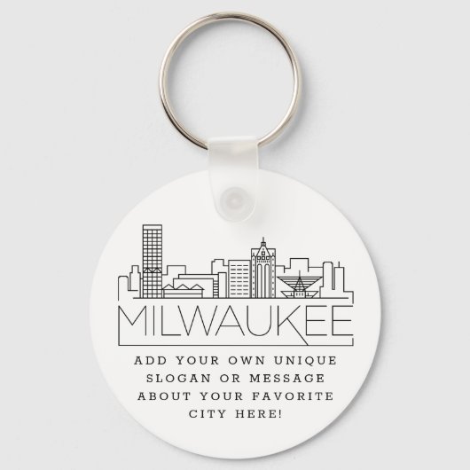 Porte-clés Ligne aérienne stylisée Milwaukee | Slogan personn (Recto)