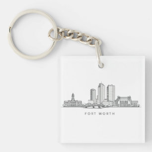 Porte-clés Ligne artistique minimaliste de la skyline de Fort